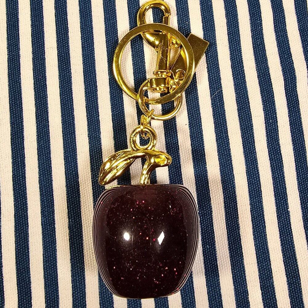 Red Sparkle Apple Bag Charm/Keychain with Gold Hardware Teacher Gift